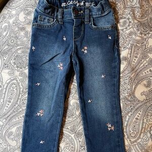 3/$12 Cat & Jack Kids' Dark Blue Jeans with Pink Floral Accents